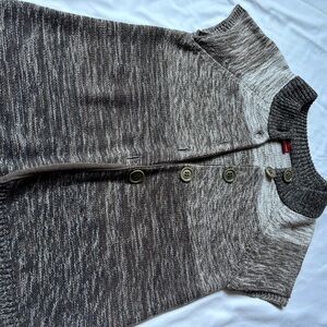 Men's Stylish Brown and Gray Cardigan Sweater